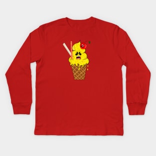 Ice cream monster with cherry Kids Long Sleeve T-Shirt